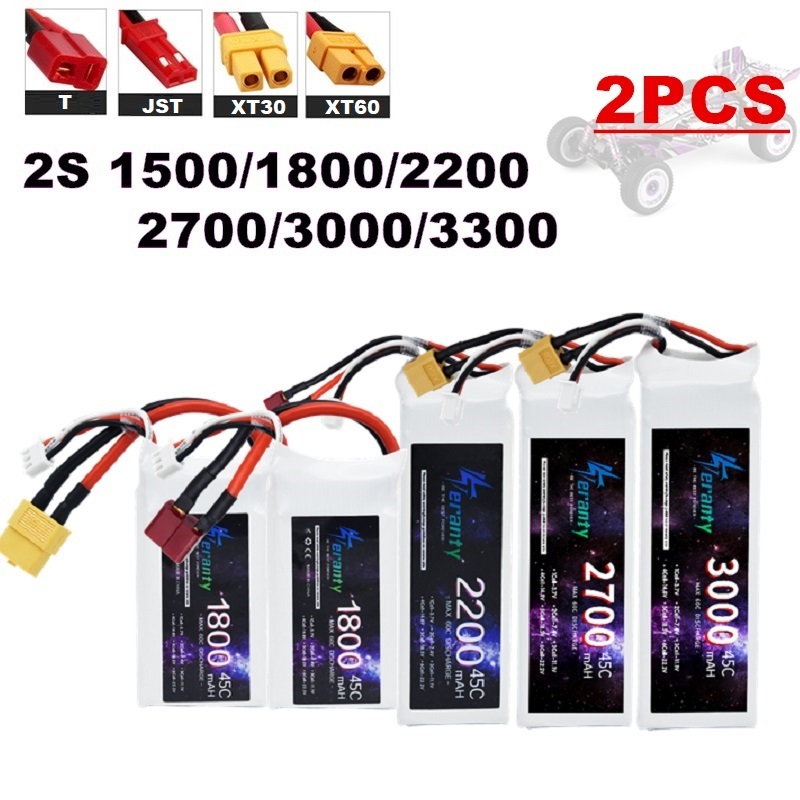 Rc Hobby Grade Car - 2 buah 7.4V Lipo 2S baterai
